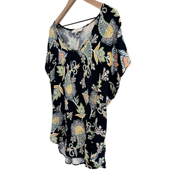 Loft Medium Navy Paisley Floral Short Sleeve Blouse - Picture 3 of 9